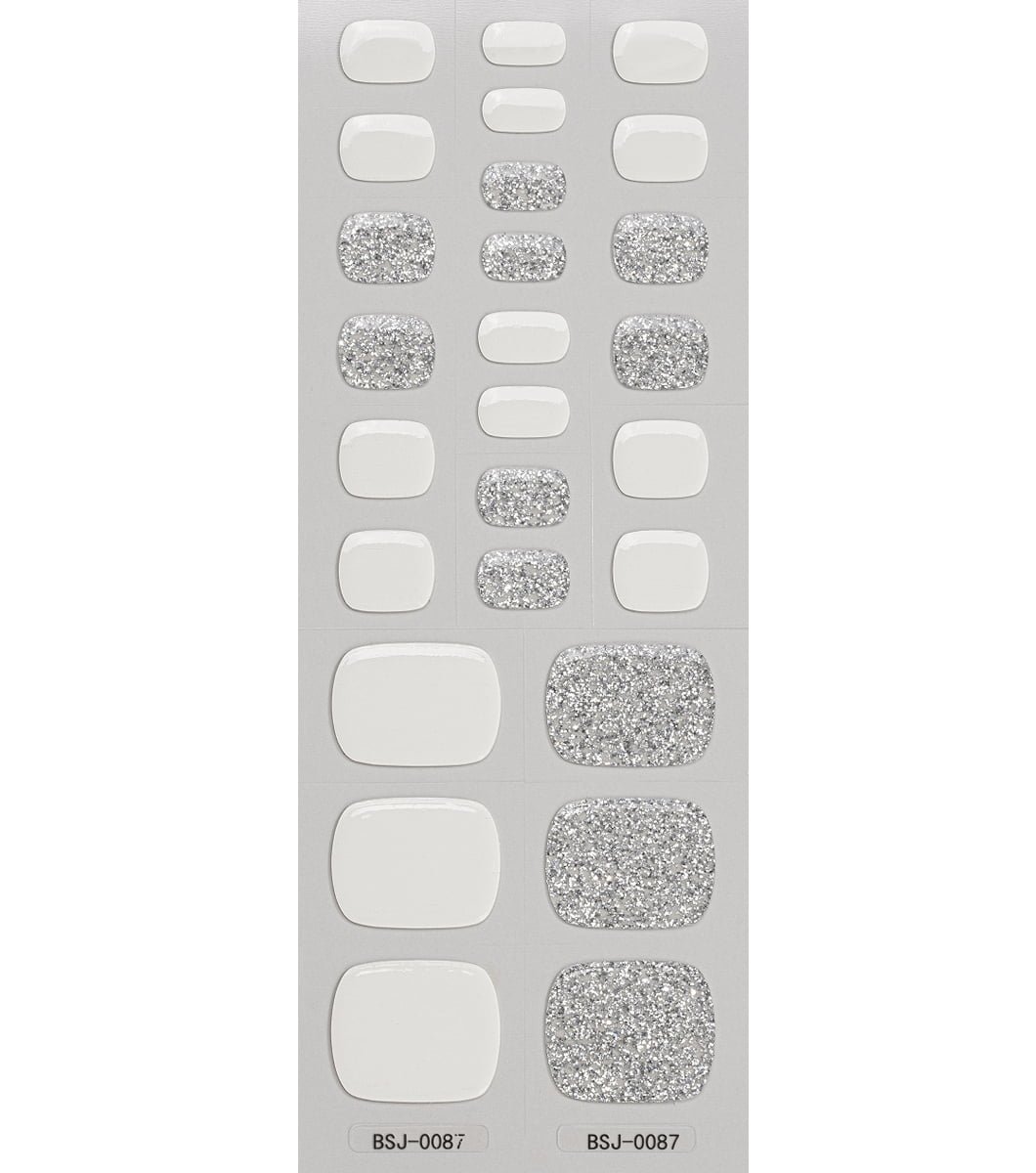 26 pcs silver white mixed color gel toe nail patch