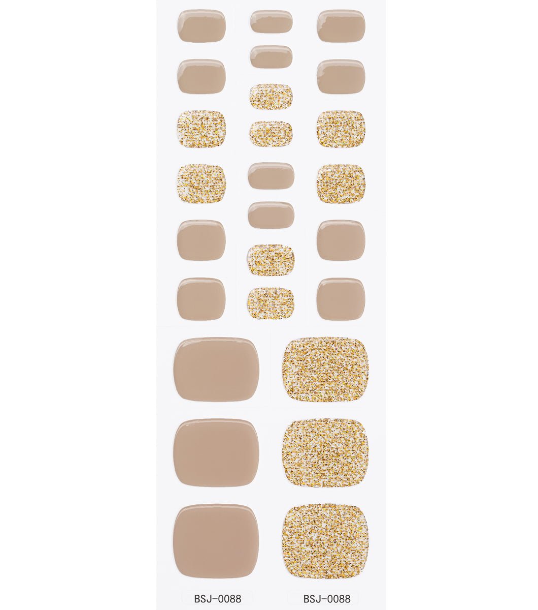 26 pcs brown gold mixed color gel toe nail patch