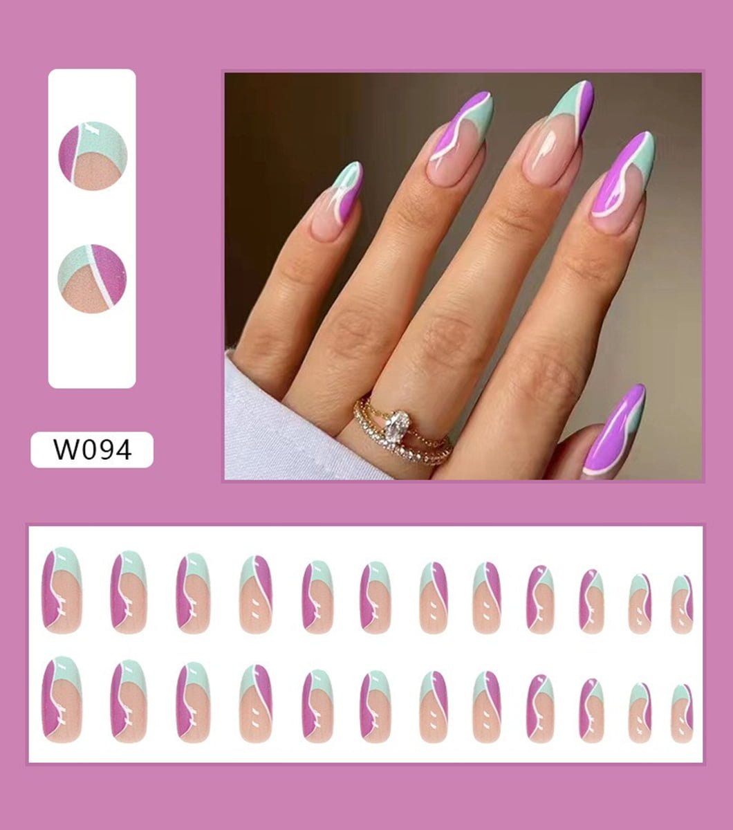 24 PCS Butterfly Flower Pattern Nails