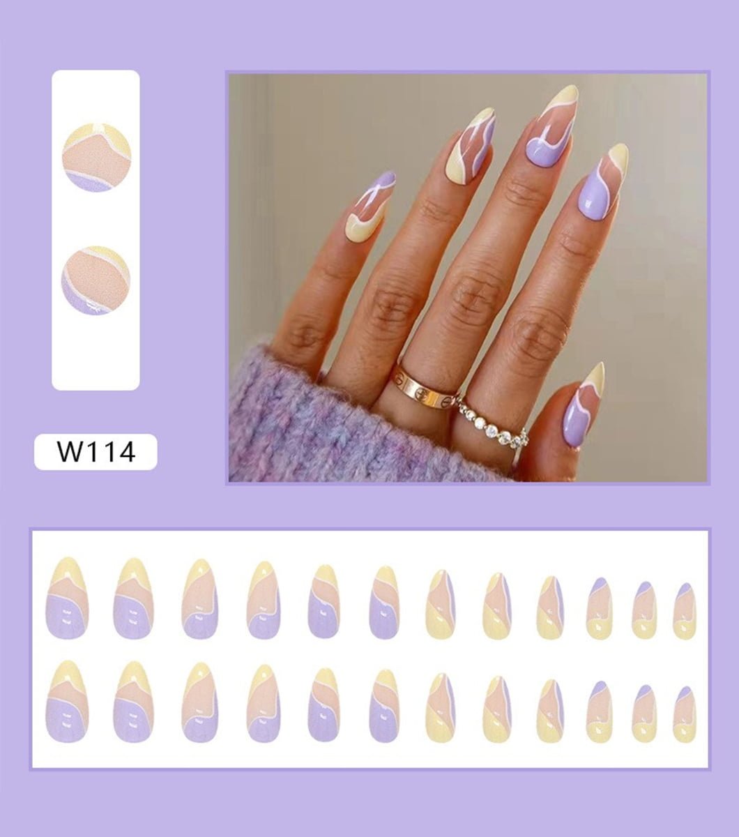 24 PCS Purple Solid Nails