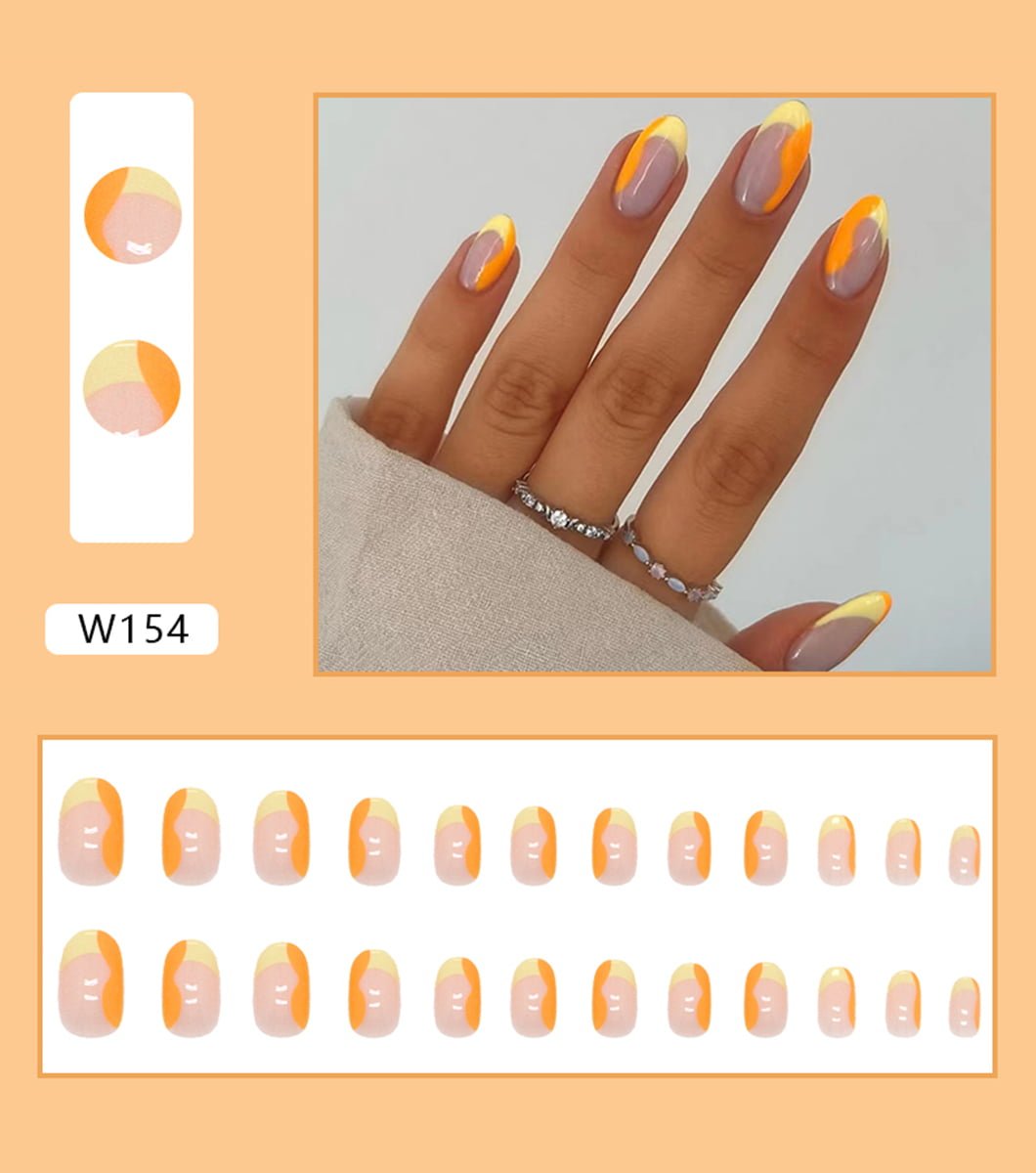 24 PCS Smiling Rainbow Nails