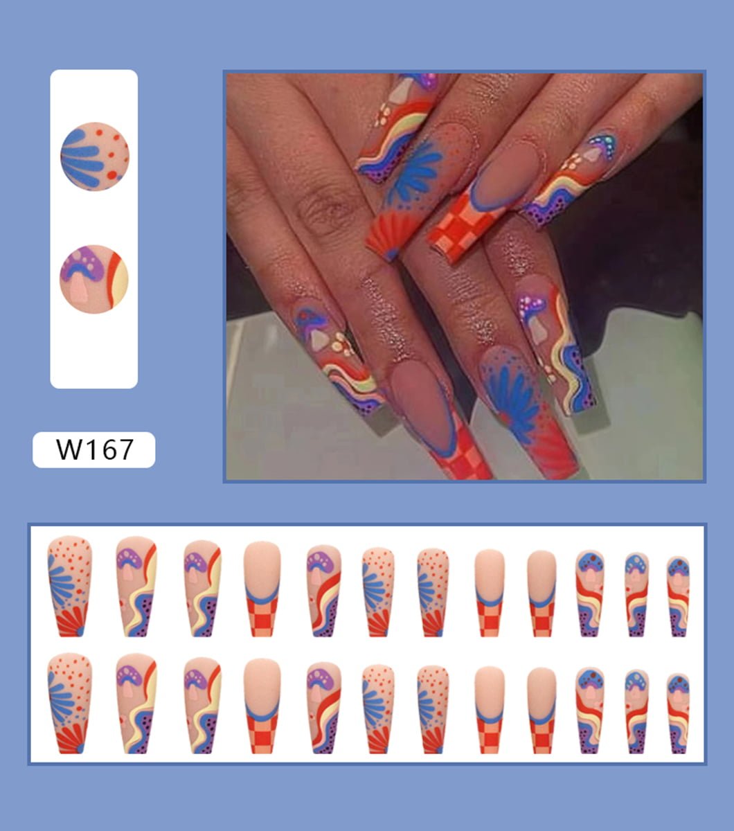 24 PCS Flower Cherry Pattern Nails
