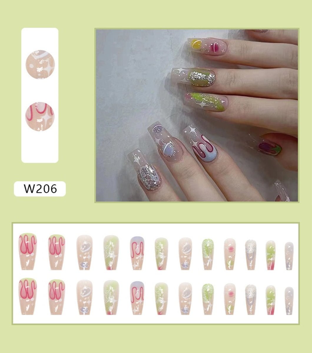 24 PCS gradient colored nails