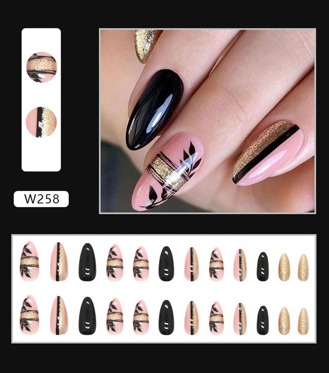 24 Pcs Mixed Color Wearing Nails