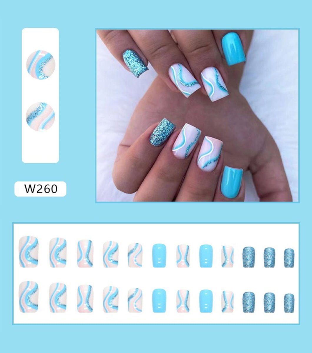 24 Pcs Mixed Color Wearing Nails