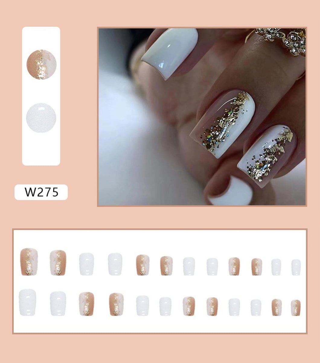 24 PCS Pink Sequins Wearing Nails
