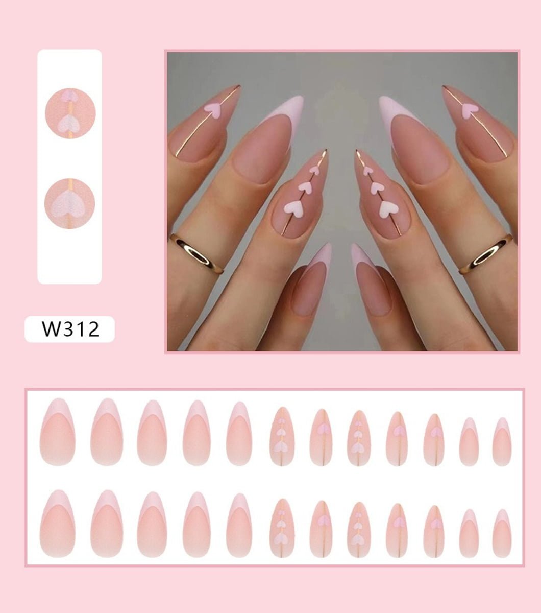 24 Pcs Black And White Mixed Color Wearing Nails